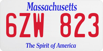 MA license plate 6ZW823