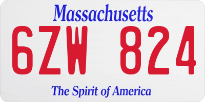 MA license plate 6ZW824