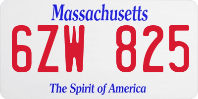 MA license plate 6ZW825