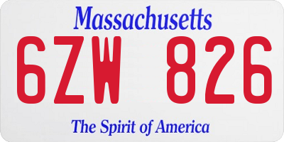 MA license plate 6ZW826
