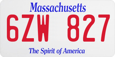 MA license plate 6ZW827