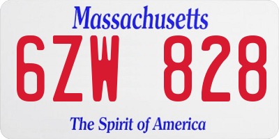 MA license plate 6ZW828