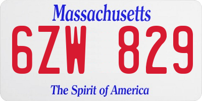 MA license plate 6ZW829
