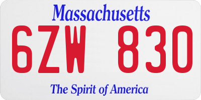 MA license plate 6ZW830