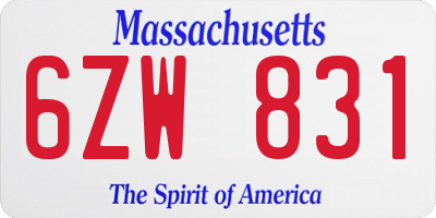 MA license plate 6ZW831