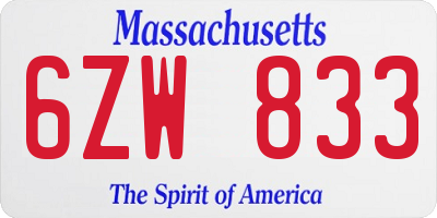 MA license plate 6ZW833