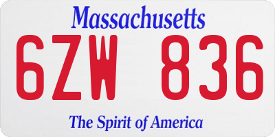 MA license plate 6ZW836