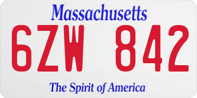 MA license plate 6ZW842