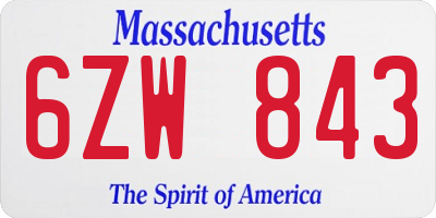 MA license plate 6ZW843