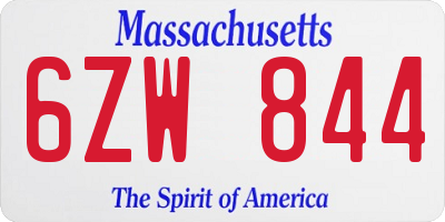 MA license plate 6ZW844