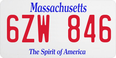 MA license plate 6ZW846