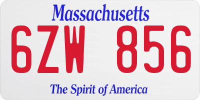 MA license plate 6ZW856