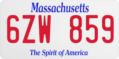 MA license plate 6ZW859