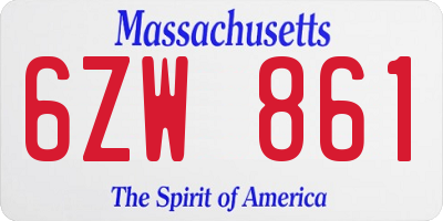 MA license plate 6ZW861