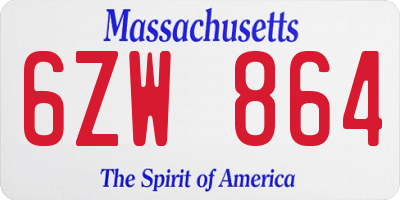 MA license plate 6ZW864