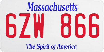 MA license plate 6ZW866