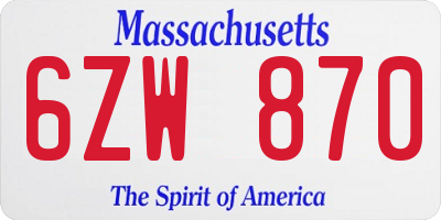 MA license plate 6ZW870