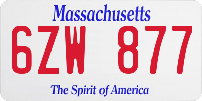 MA license plate 6ZW877