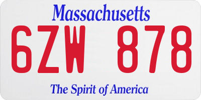 MA license plate 6ZW878