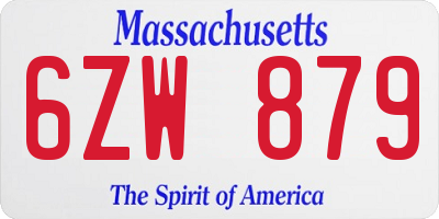 MA license plate 6ZW879