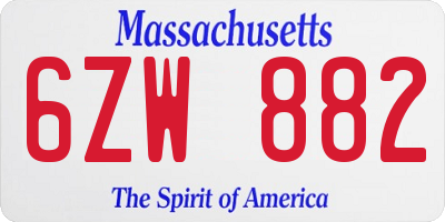 MA license plate 6ZW882