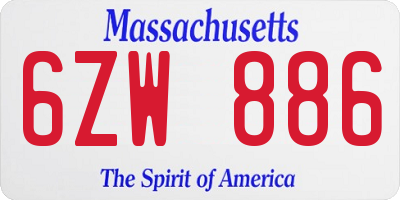 MA license plate 6ZW886