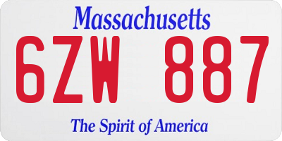 MA license plate 6ZW887