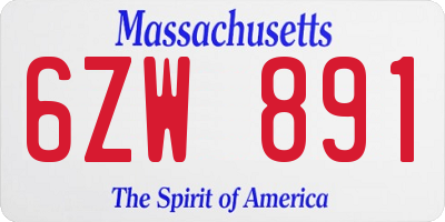 MA license plate 6ZW891