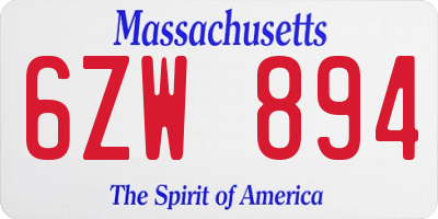 MA license plate 6ZW894