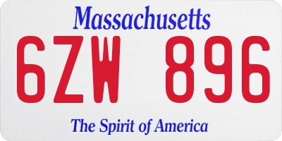 MA license plate 6ZW896