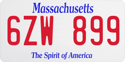 MA license plate 6ZW899