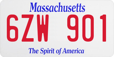 MA license plate 6ZW901