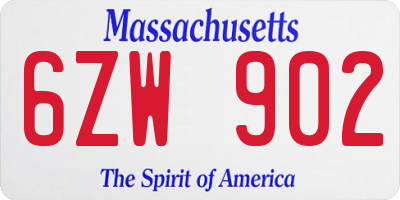 MA license plate 6ZW902