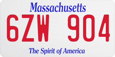 MA license plate 6ZW904