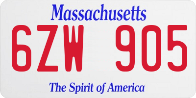 MA license plate 6ZW905