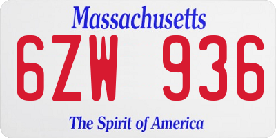 MA license plate 6ZW936