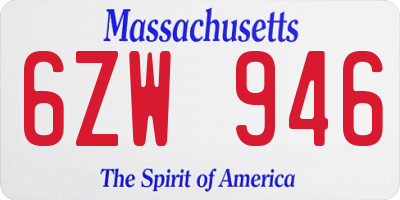 MA license plate 6ZW946