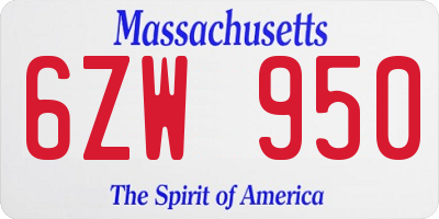 MA license plate 6ZW950