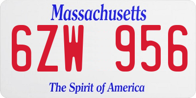 MA license plate 6ZW956