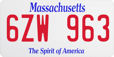 MA license plate 6ZW963