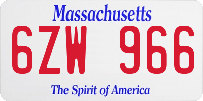 MA license plate 6ZW966