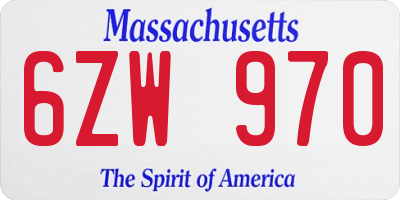 MA license plate 6ZW970