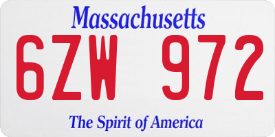 MA license plate 6ZW972