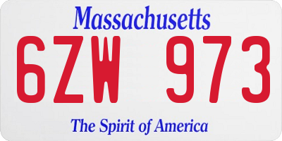 MA license plate 6ZW973
