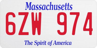 MA license plate 6ZW974