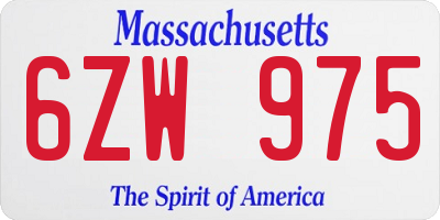 MA license plate 6ZW975
