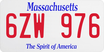 MA license plate 6ZW976