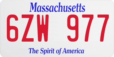 MA license plate 6ZW977