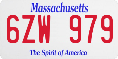 MA license plate 6ZW979