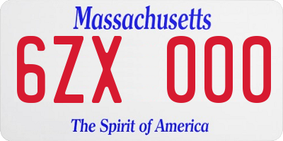 MA license plate 6ZX000